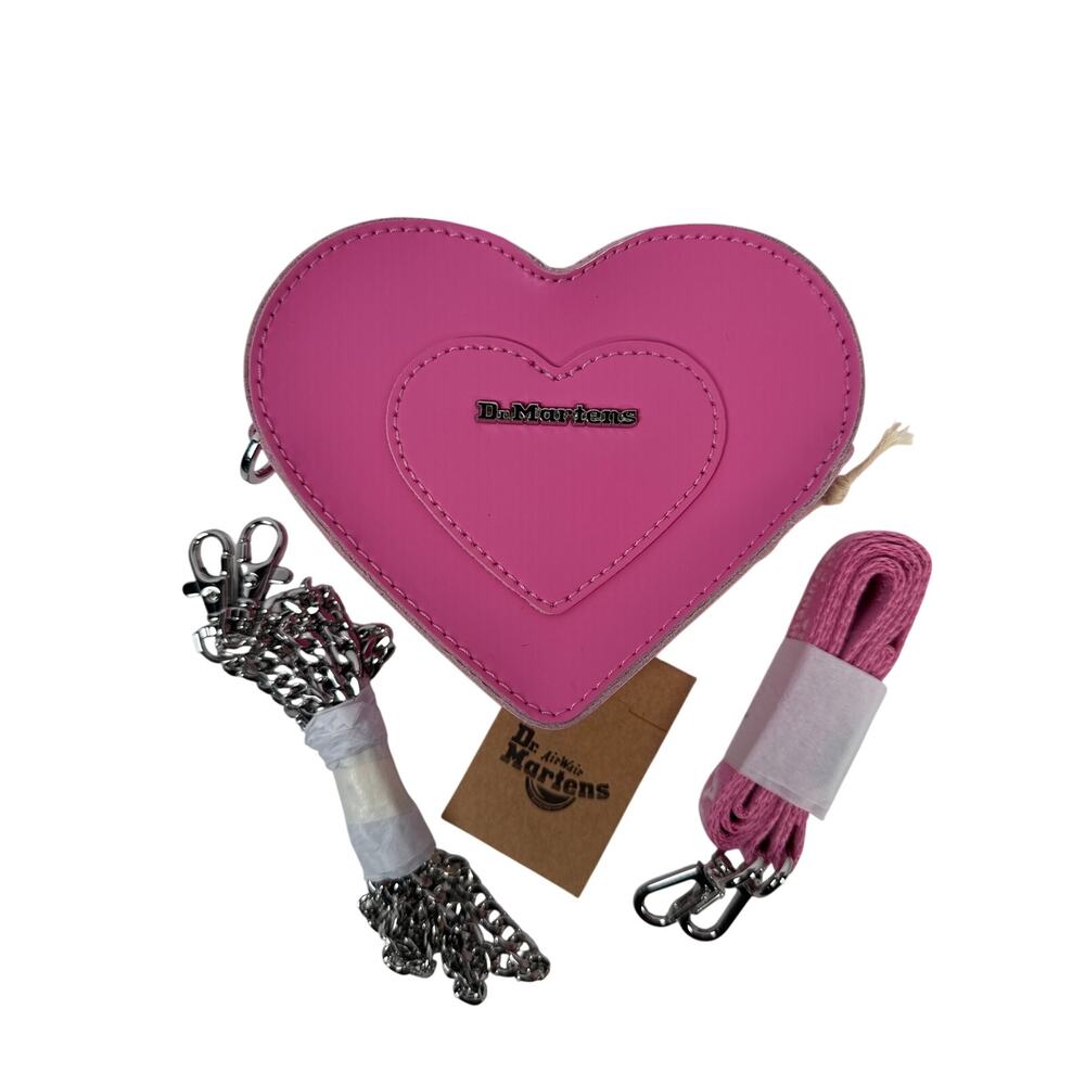 Dr. Martens Mini Heart Shaped Crossbody Bag Fondant Pink Kiev Leather 2 Straps
